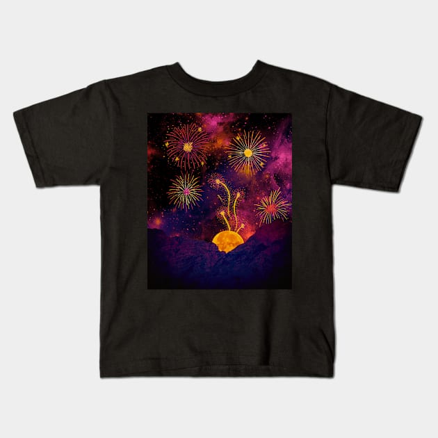 Cosmic Sparks Kids T-Shirt by SalxSal